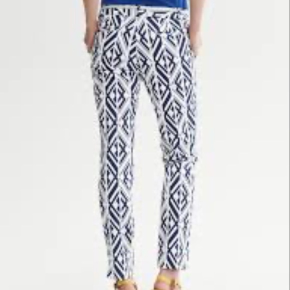 Banana Republic Women's Size 8 Navy And White Trousers Rise Flat Front Pant - Picture 1 of 5